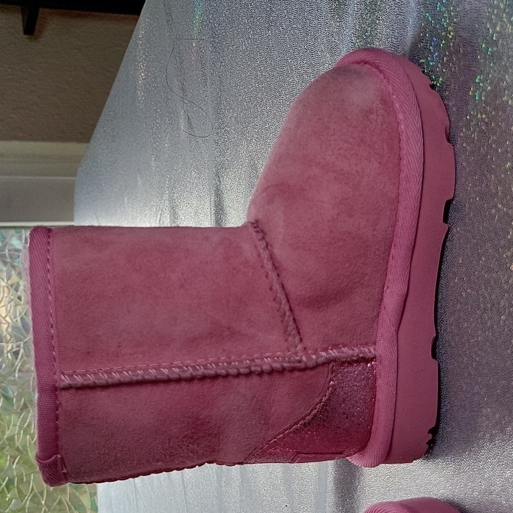 UGG Australia Pink Glitz Boots Metallic Sparkle Heels Shearling Lining Size:6 - Picture 6 of 12